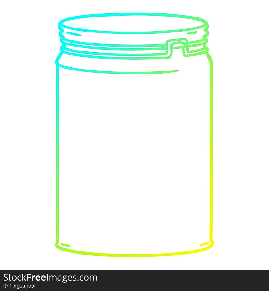 cold gradient line drawing of a cartoon empty glass jar