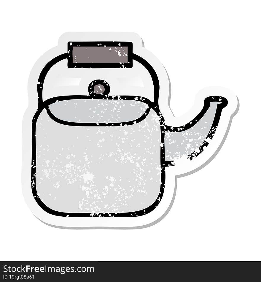 distressed sticker of a cute cartoon kettle pot