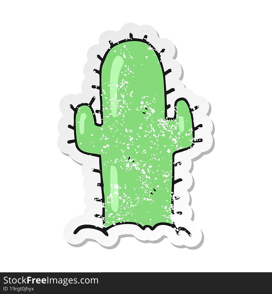 retro distressed sticker of a cartoon cactus