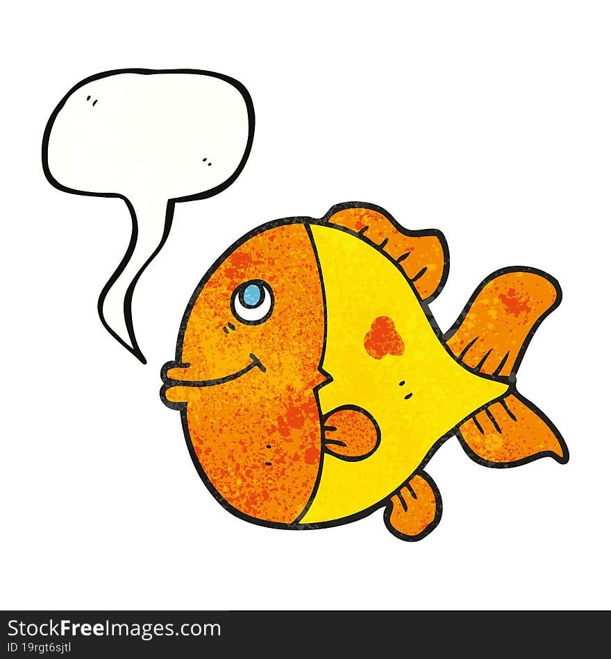 freehand speech bubble textured cartoon fish