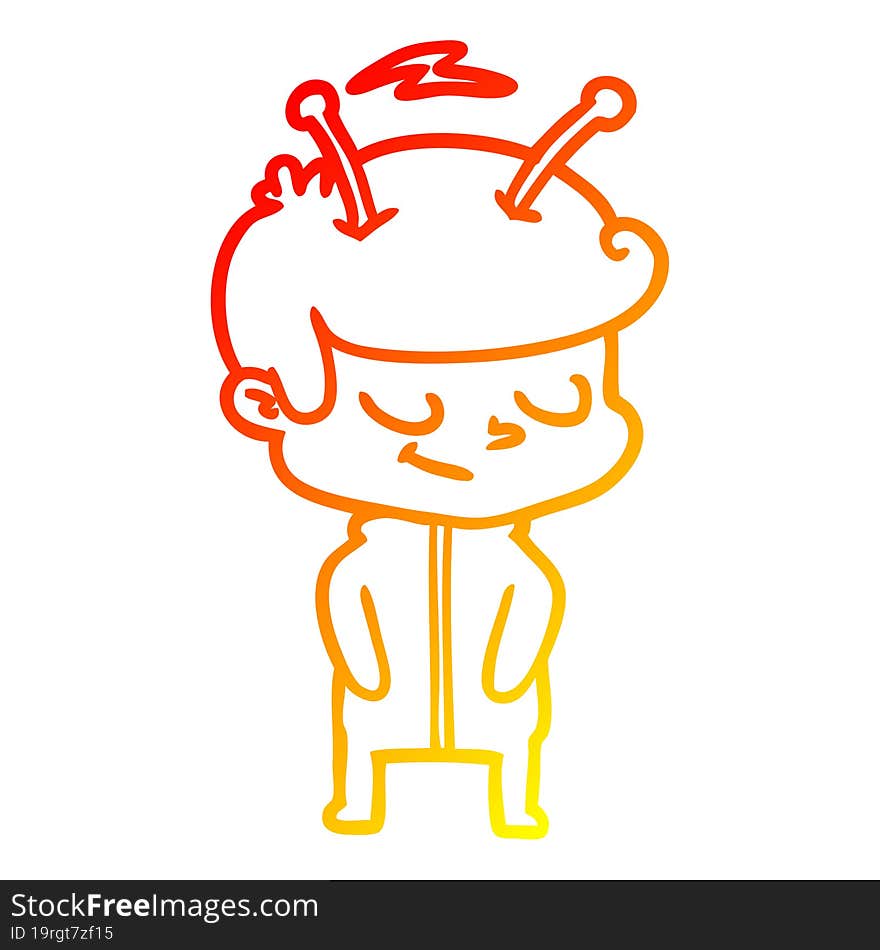 warm gradient line drawing friendly cartoon spaceman