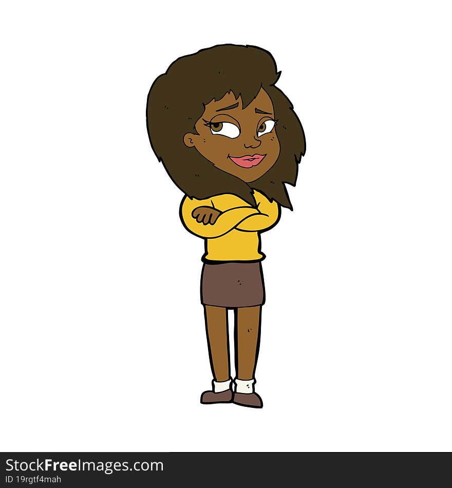 cartoon woman with crossed arms