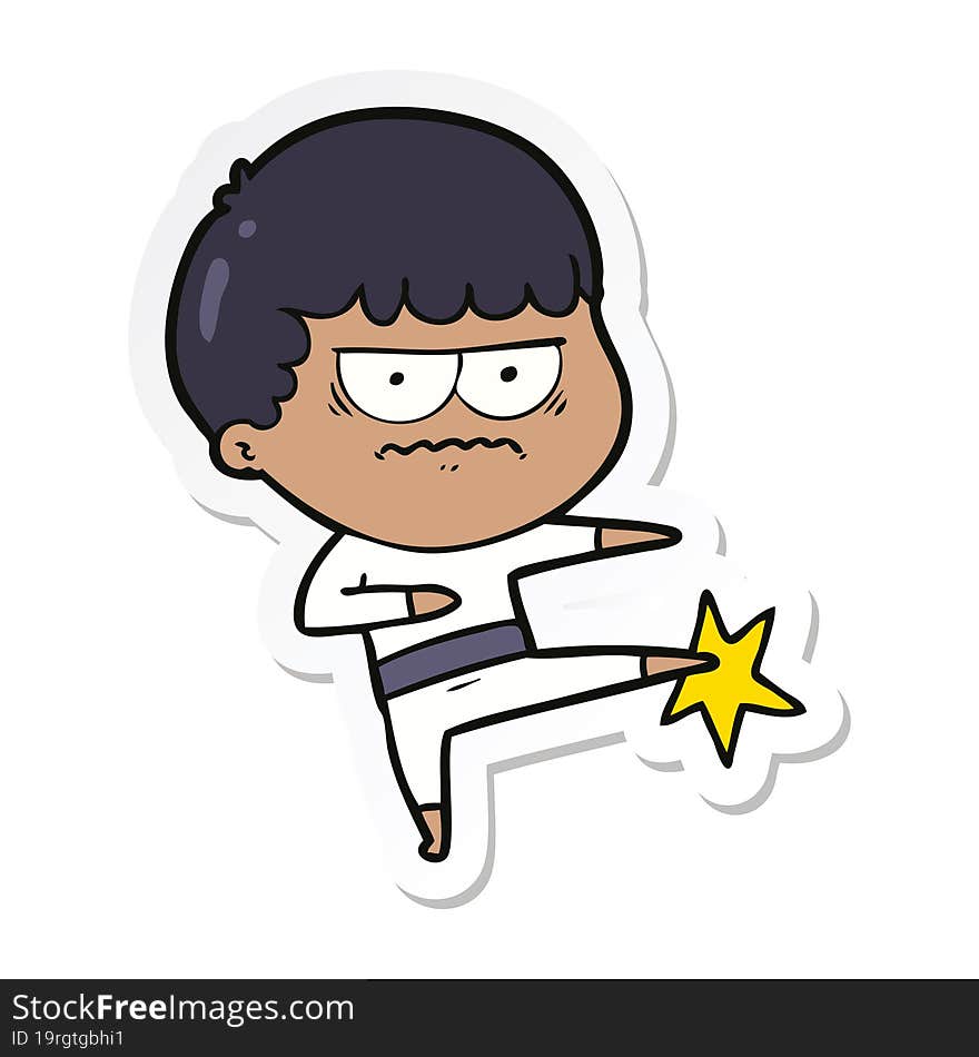 sticker of a cartoon annoyed man