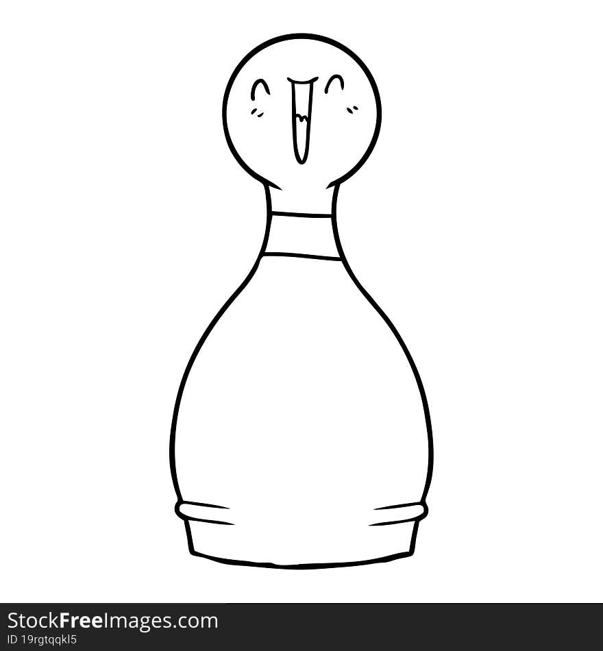 cartoon happy bowling pin. cartoon happy bowling pin