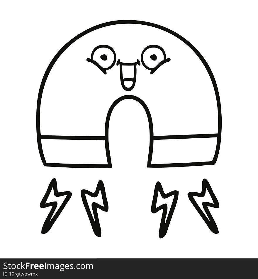 line drawing cartoon of a magnet. line drawing cartoon of a magnet