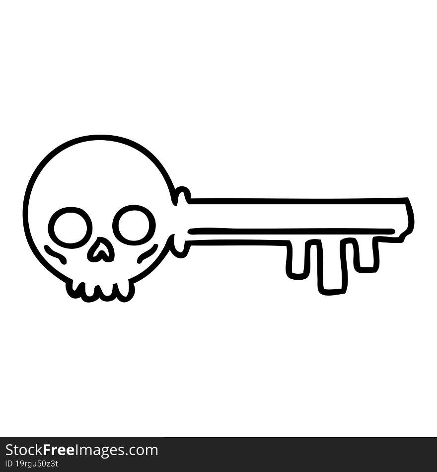 line doodle of a spooky skeleton key