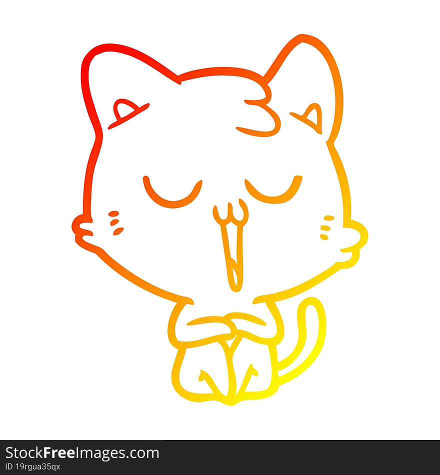 warm gradient line drawing cartoon cat singing