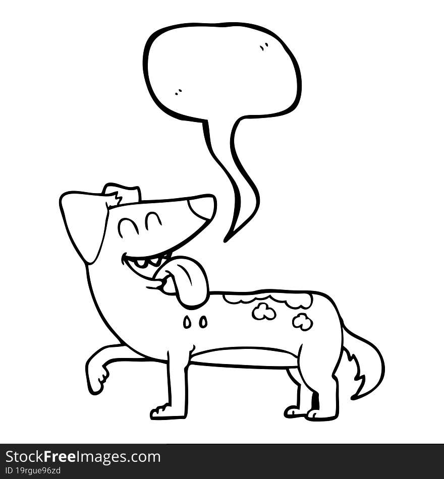 freehand drawn speech bubble cartoon panting dog