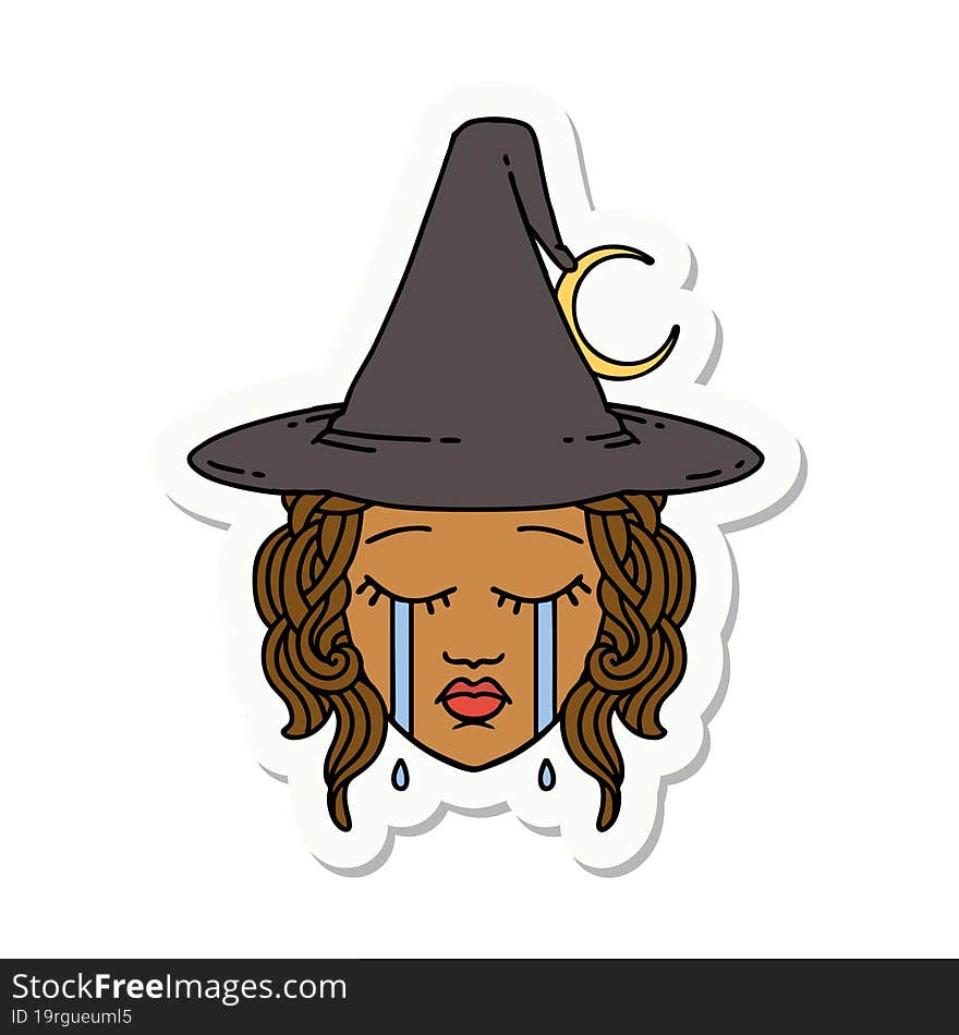 Crying Human Witch Character Sticker