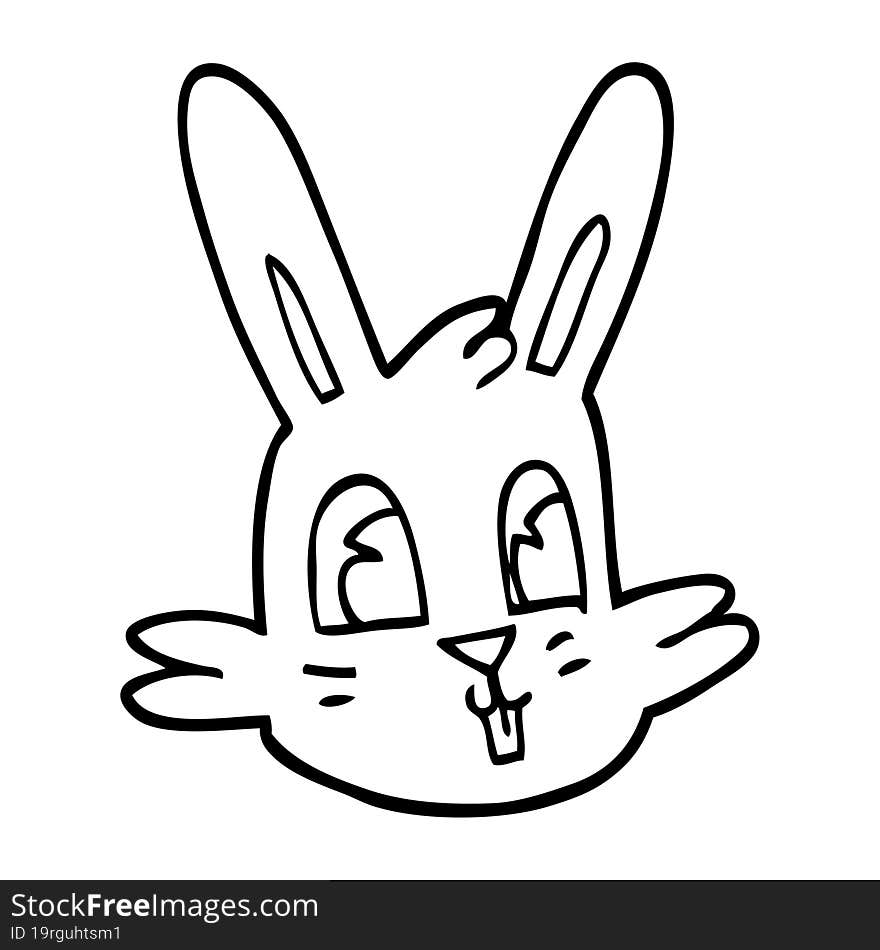 Line Drawing Cartoon Bunny Face