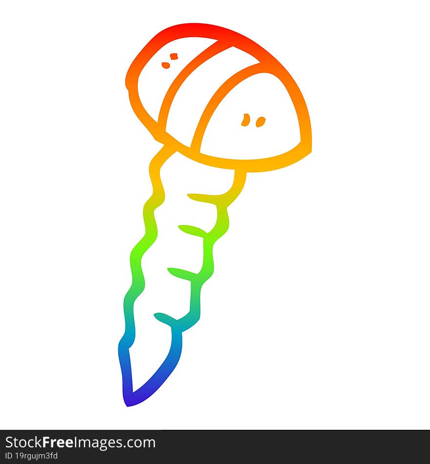 rainbow gradient line drawing cartoon screw