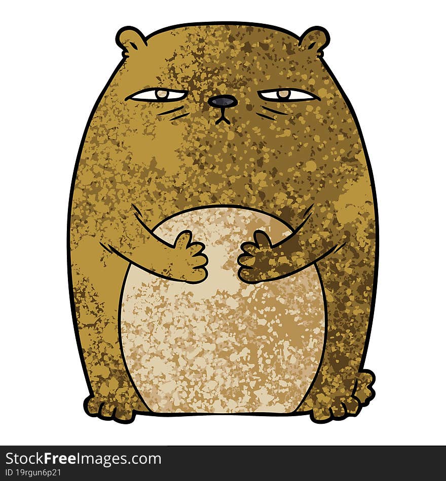 cartoon tired annoyed bear. cartoon tired annoyed bear