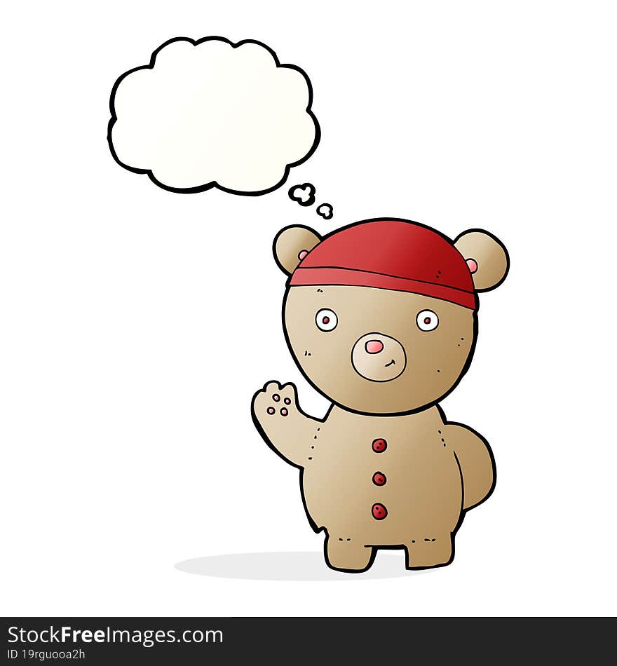 cartoon teddy bear with thought bubble