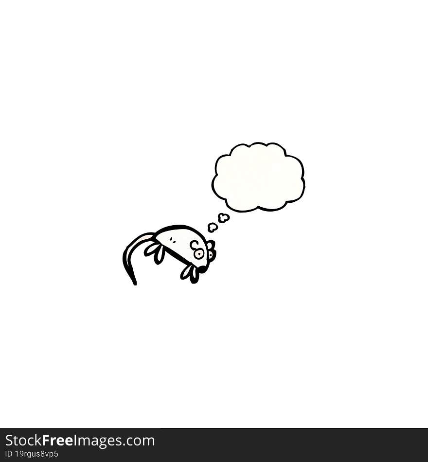 cartoon white mouse with thought bubble