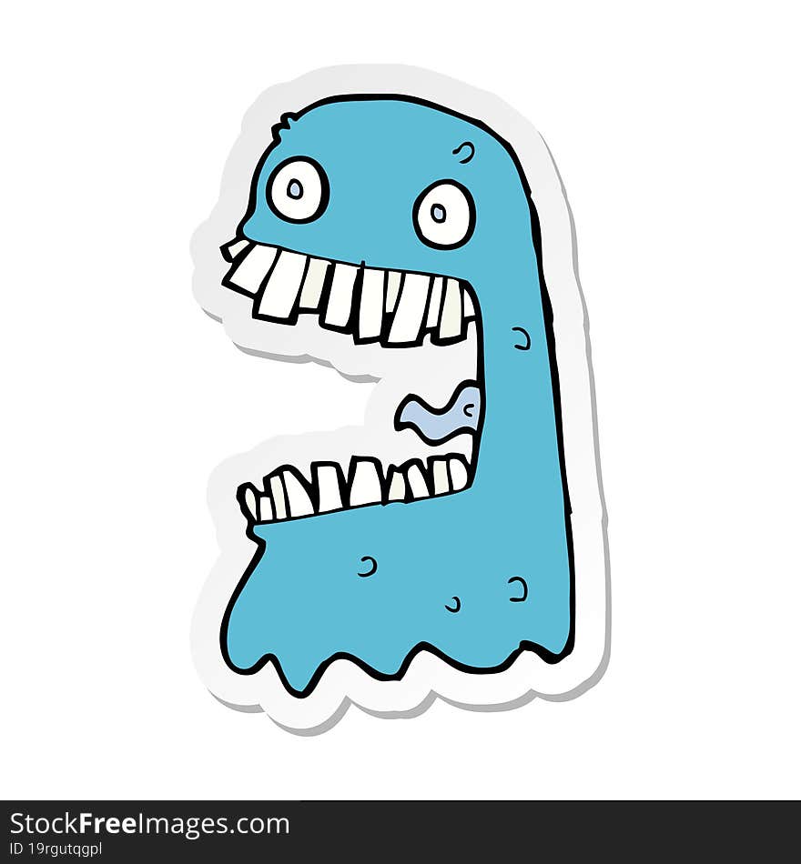 Sticker Of A Cartoon Gross Ghost