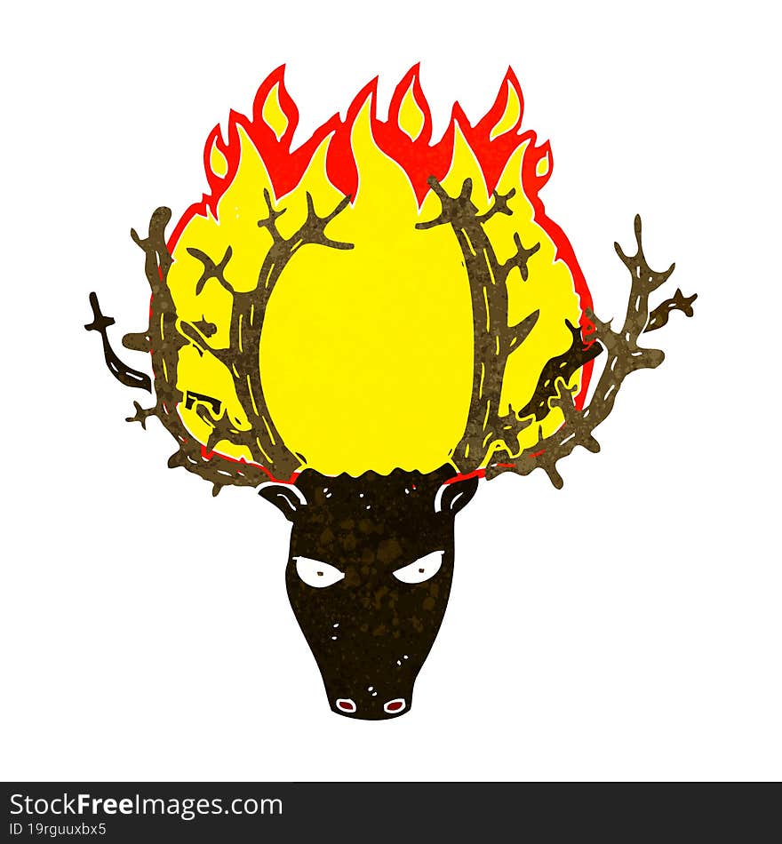 cartoon stag head fire symbol