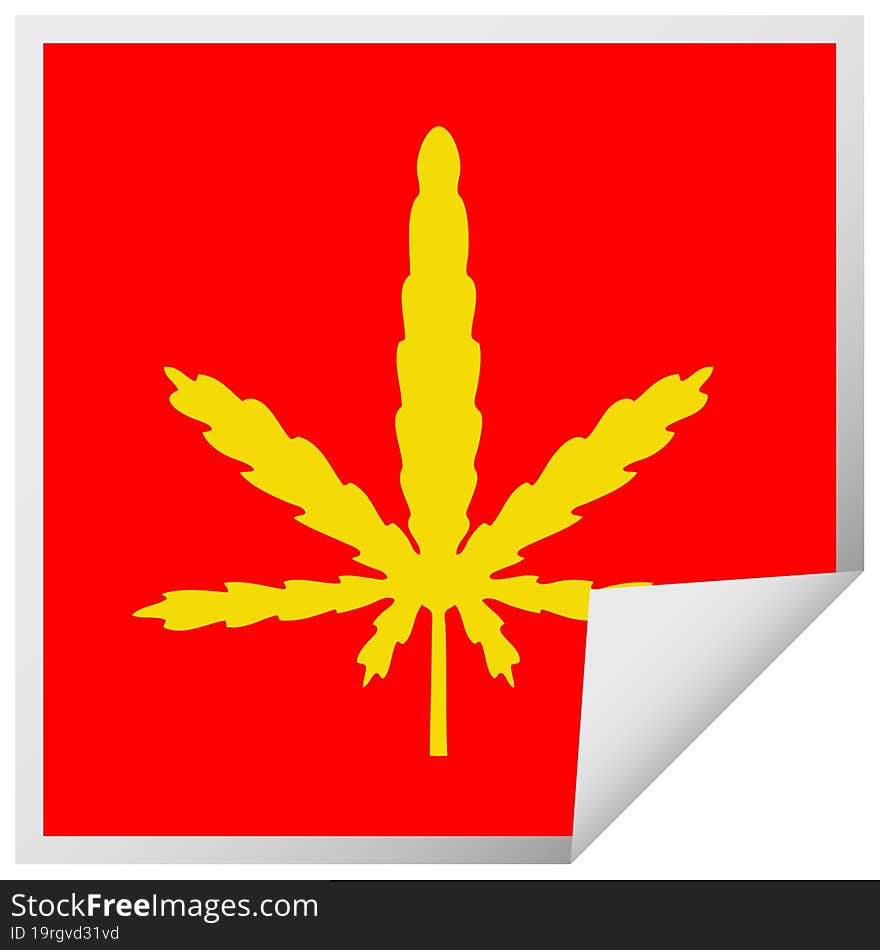 Quirky Square Peeling Sticker Cartoon Marijuana