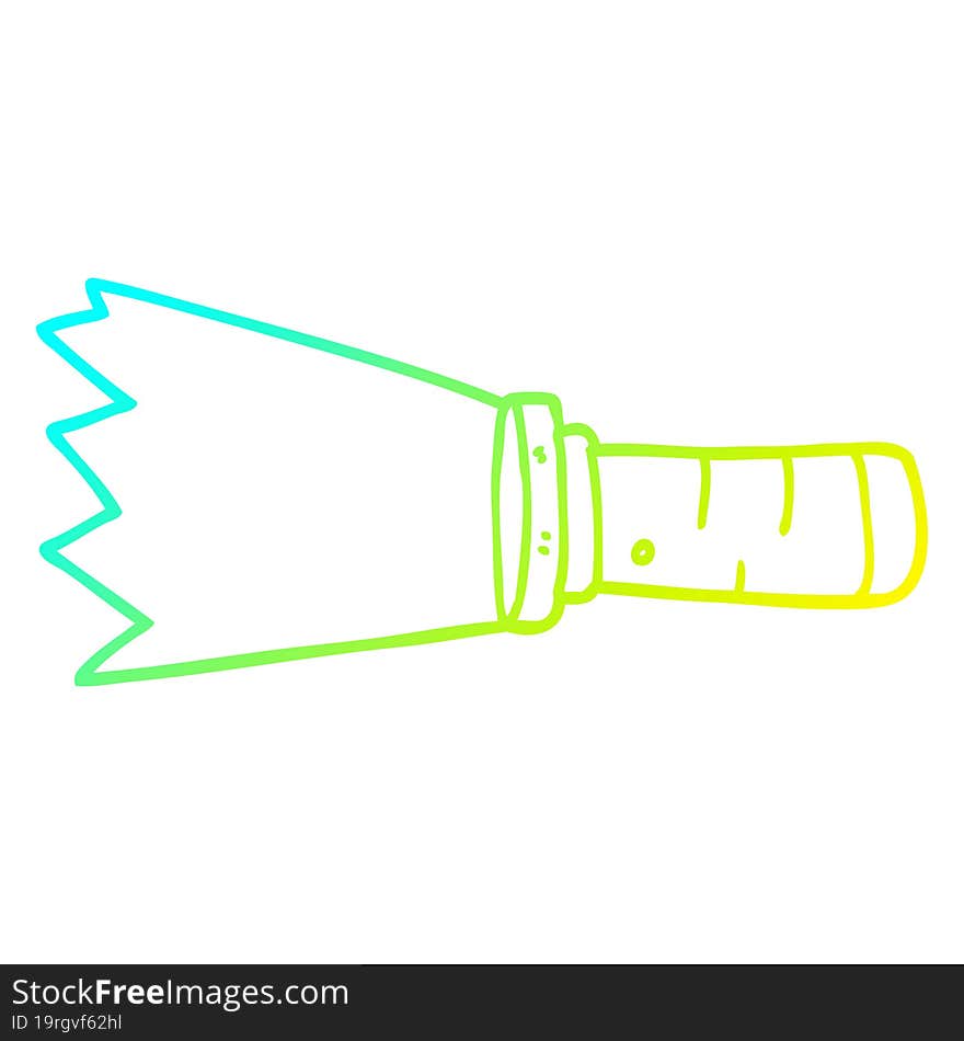 cold gradient line drawing of a cartoon lit torch