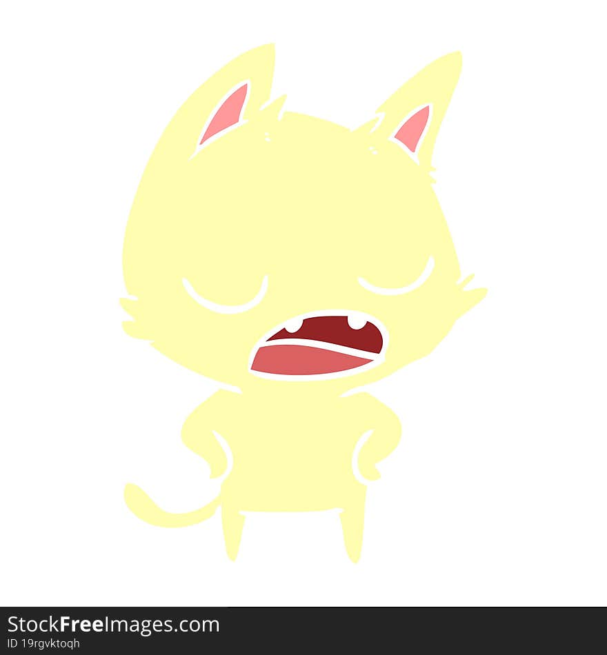 Talking Cat Flat Color Style Cartoon