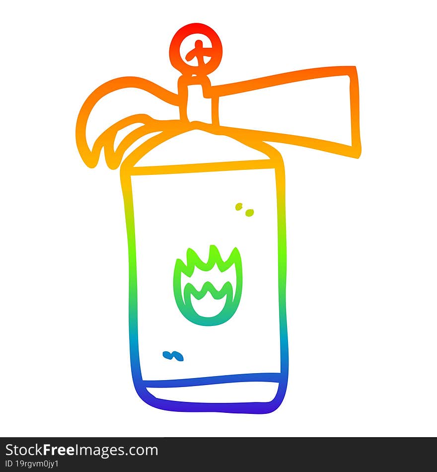 Rainbow Gradient Line Drawing Cartoon Fire Extinguisher