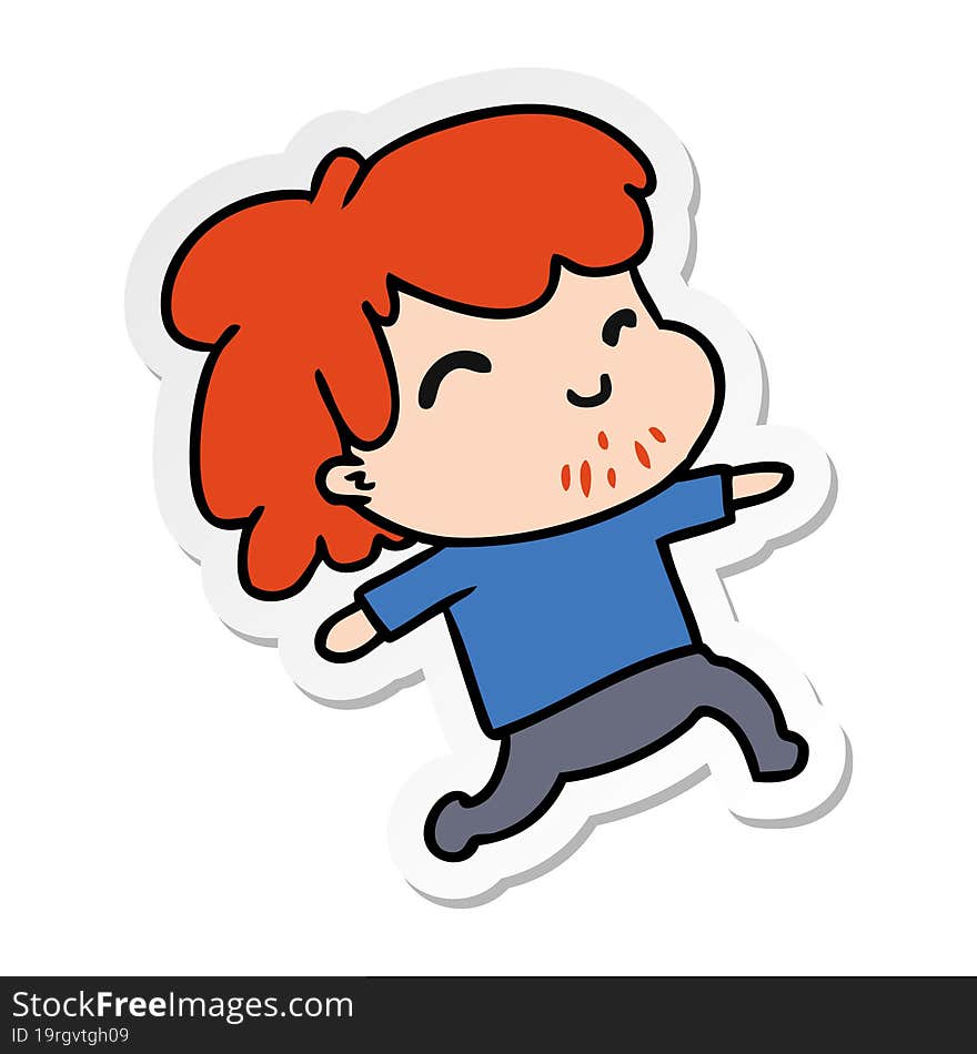 sticker cartoon illustration kawaii boy with stubble. sticker cartoon illustration kawaii boy with stubble