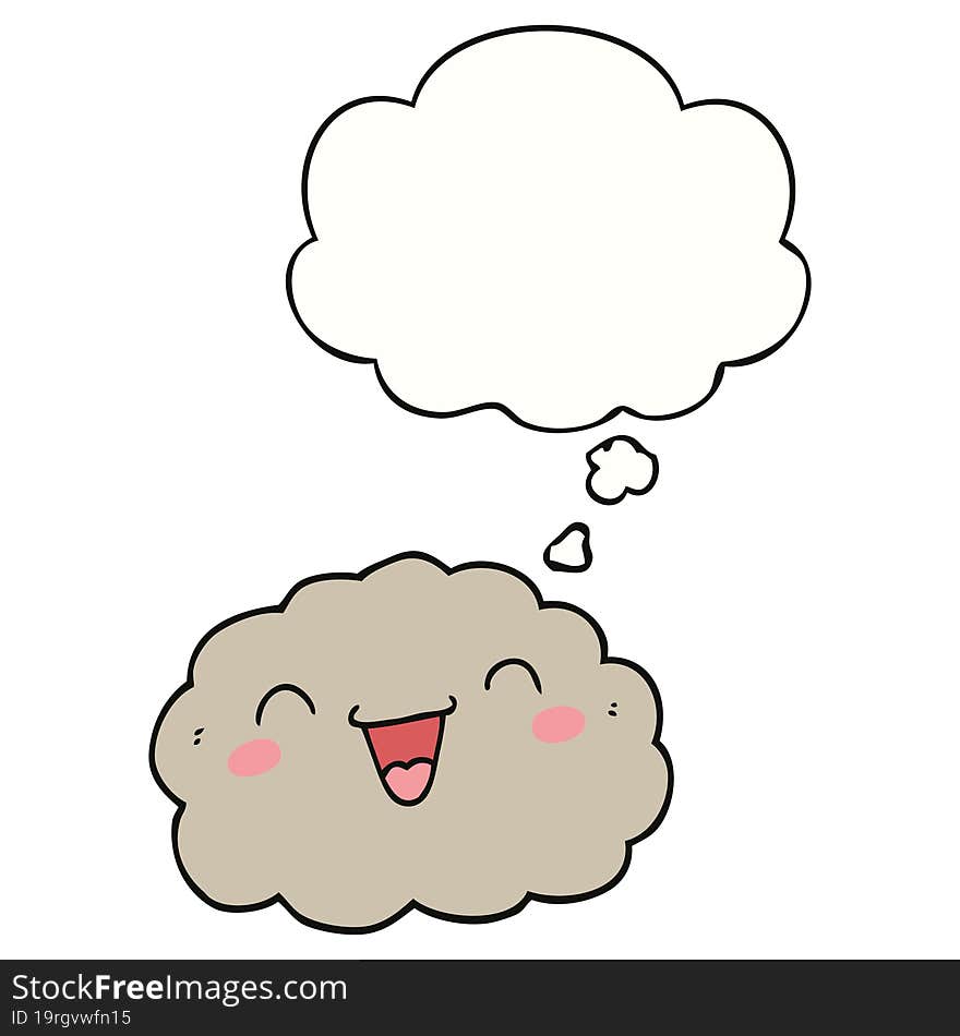 Happy Cartoon Cloud And Thought Bubble