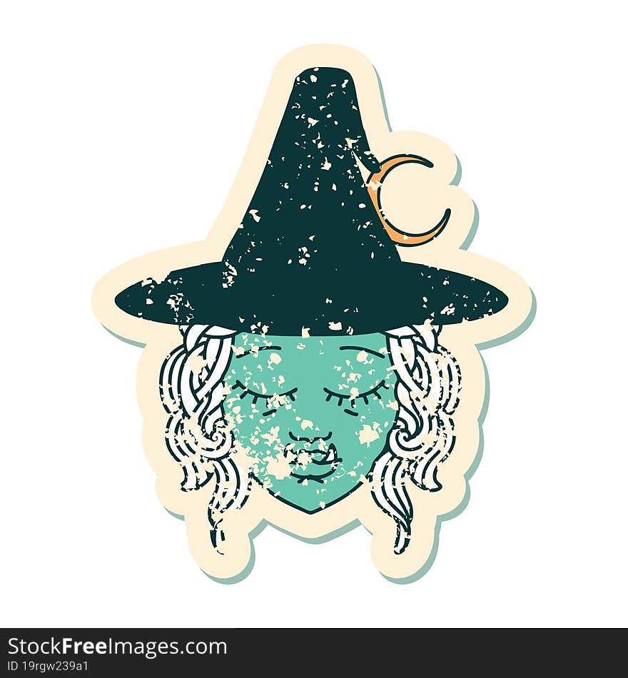 Retro Tattoo Style half orc witch character face. Retro Tattoo Style half orc witch character face