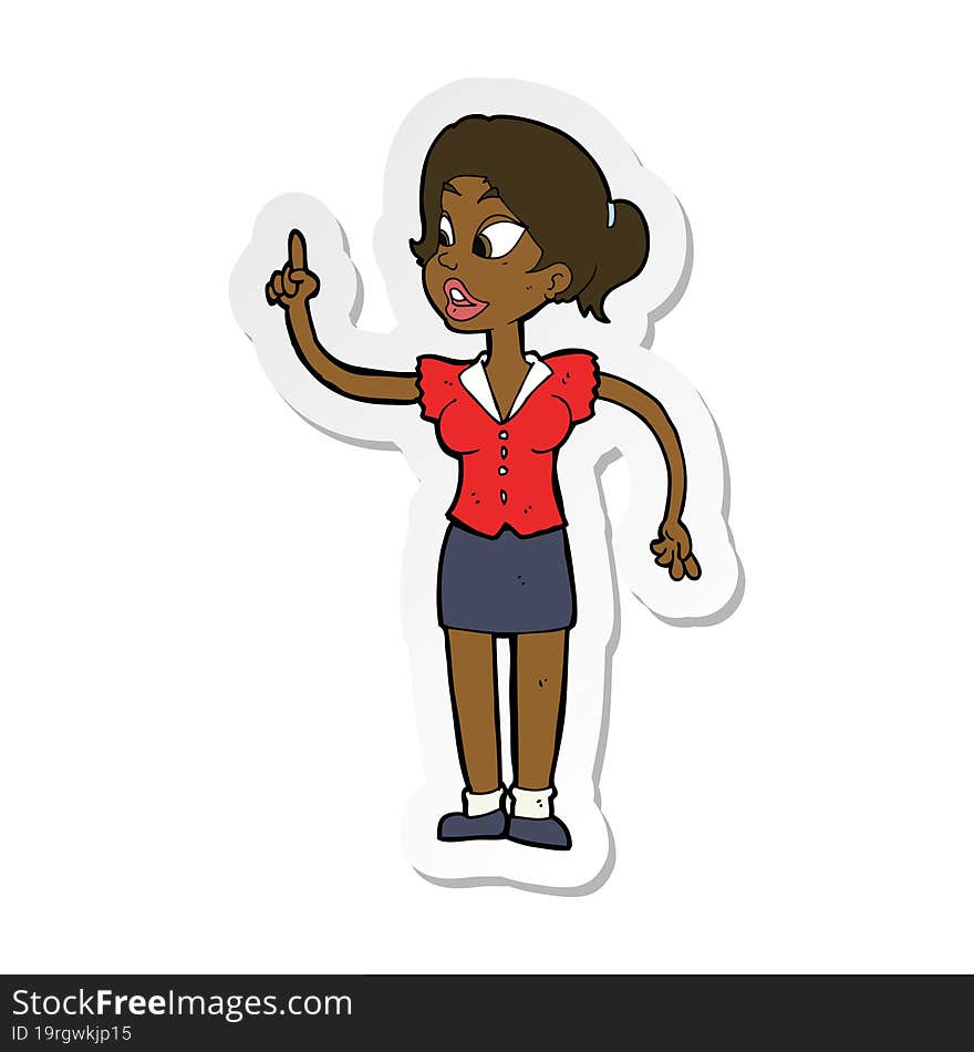 sticker of a cartoon woman with great idea