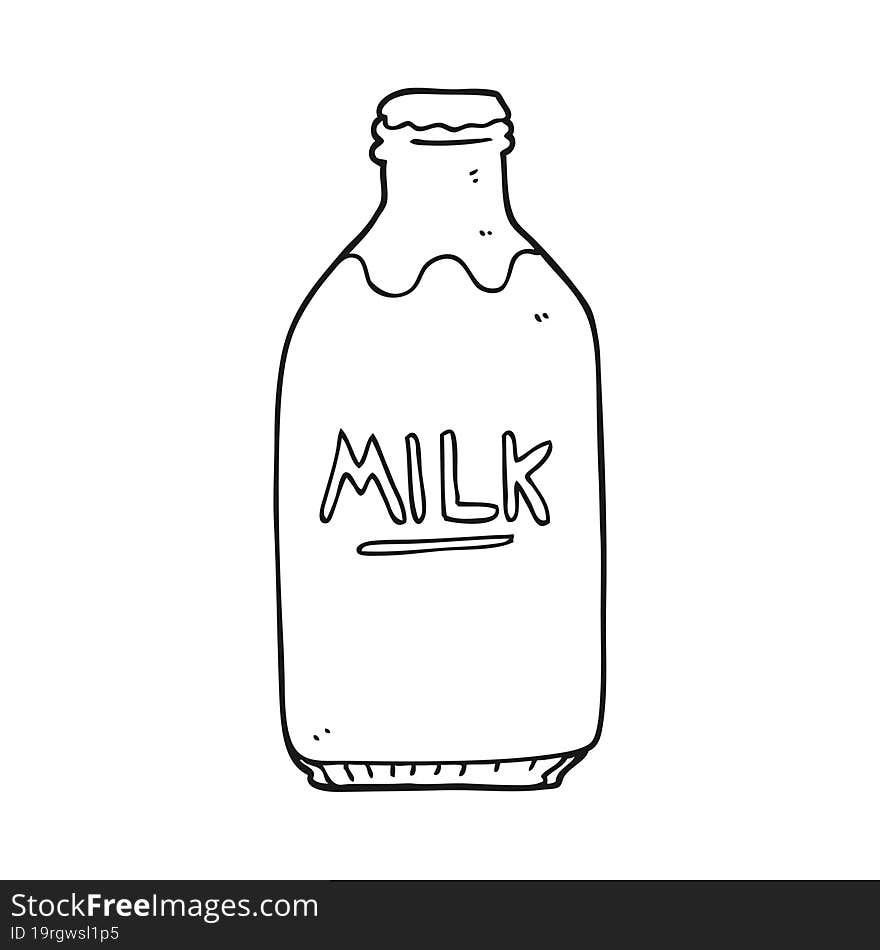 black and white cartoon milk bottle