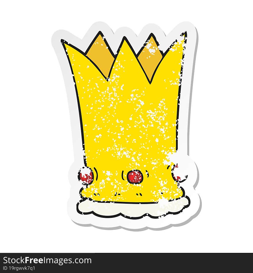 retro distressed sticker of a cartoon crown