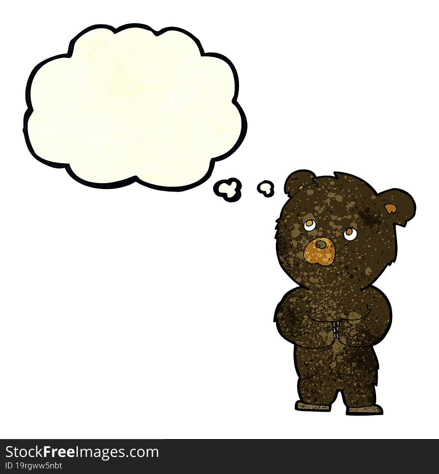 cartoon black bear cub with thought bubble