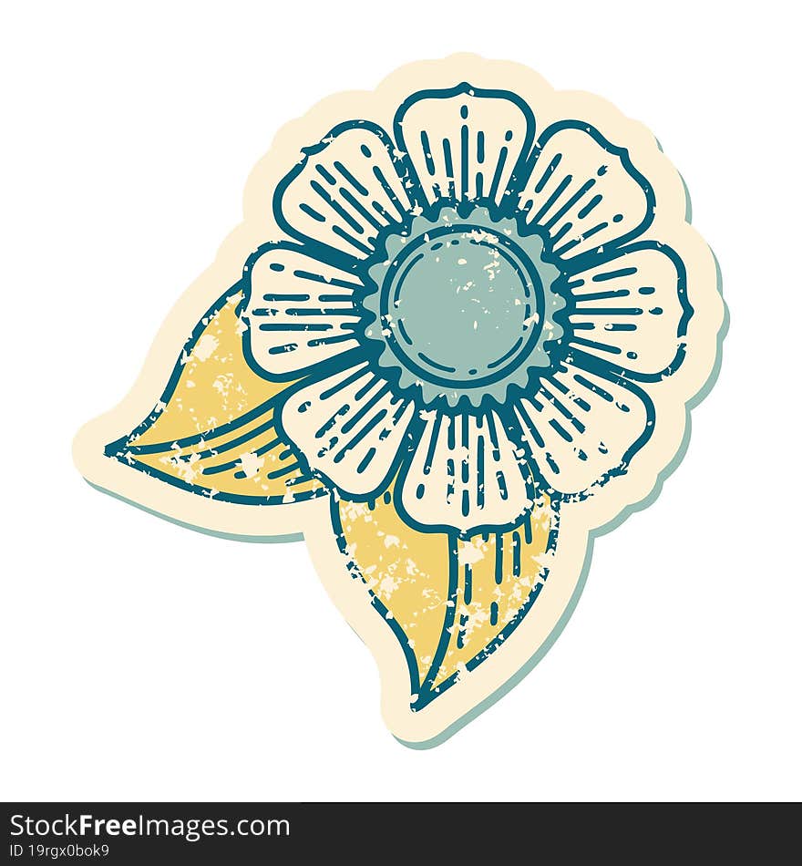 distressed sticker tattoo style icon of a flower