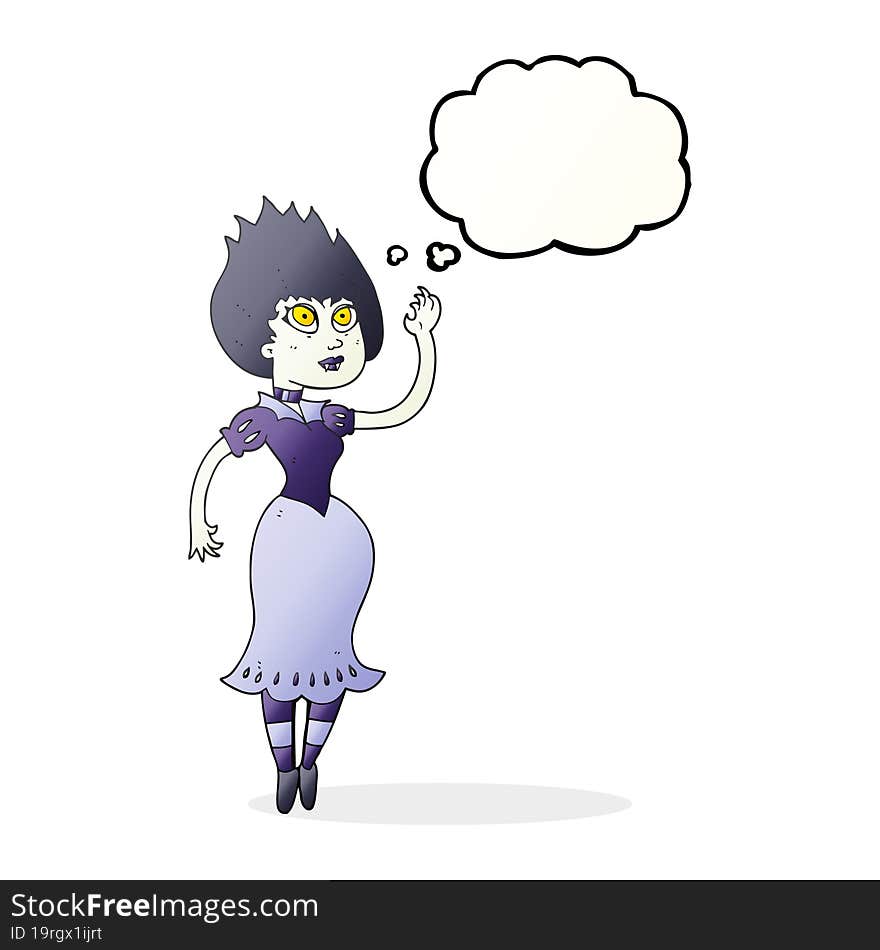 Thought Bubble Cartoon Vampire Girl Waving