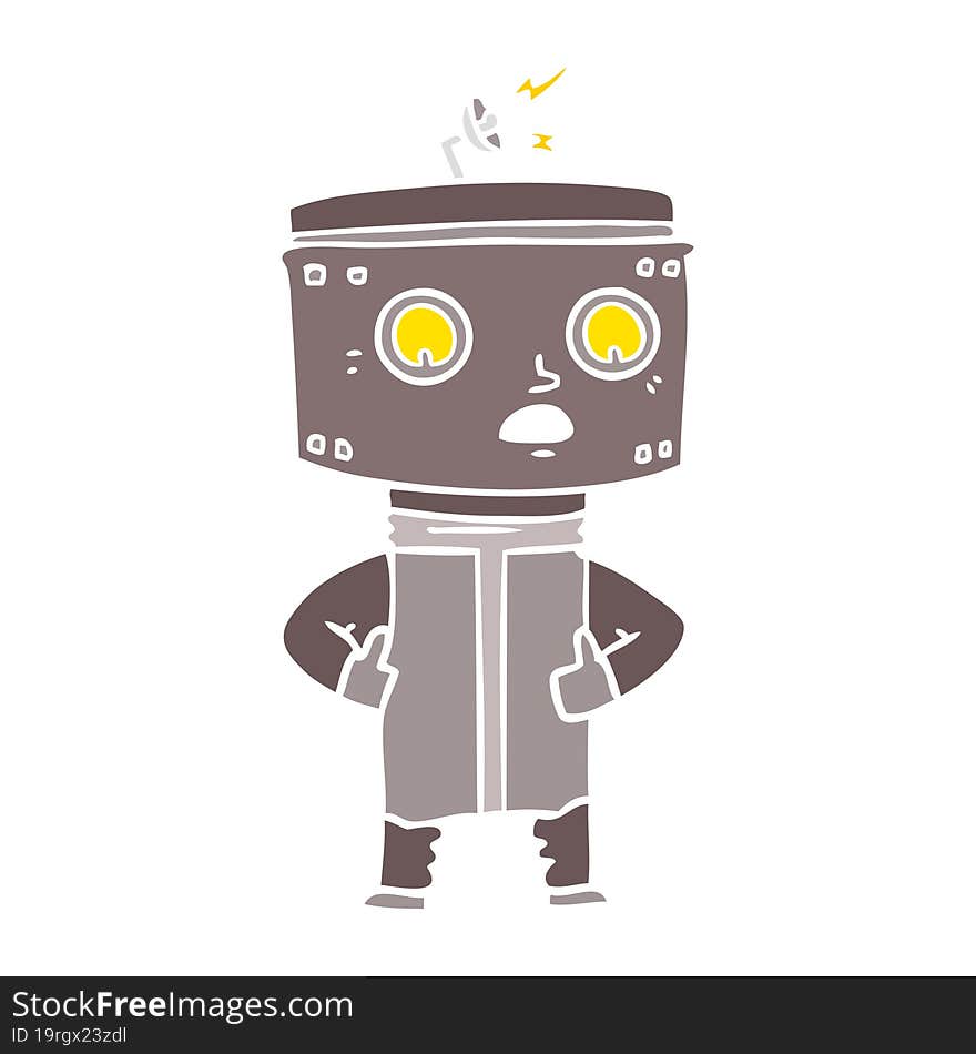 Flat Color Style Cartoon Robot