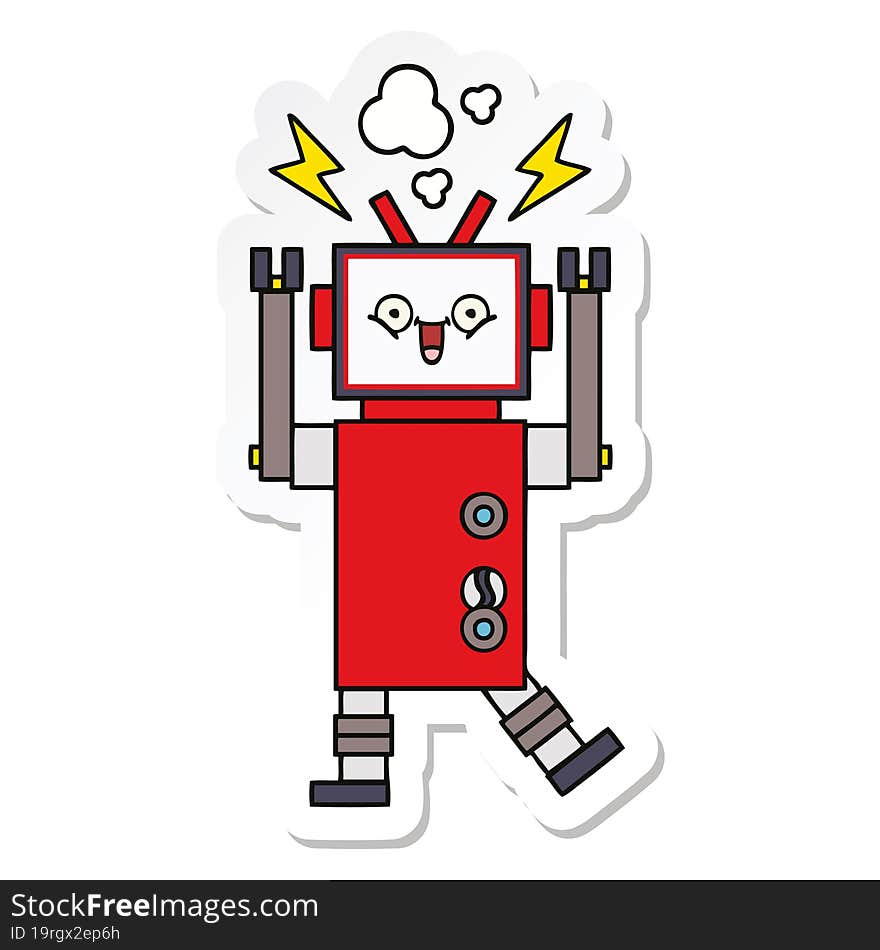 sticker of a cute cartoon robot