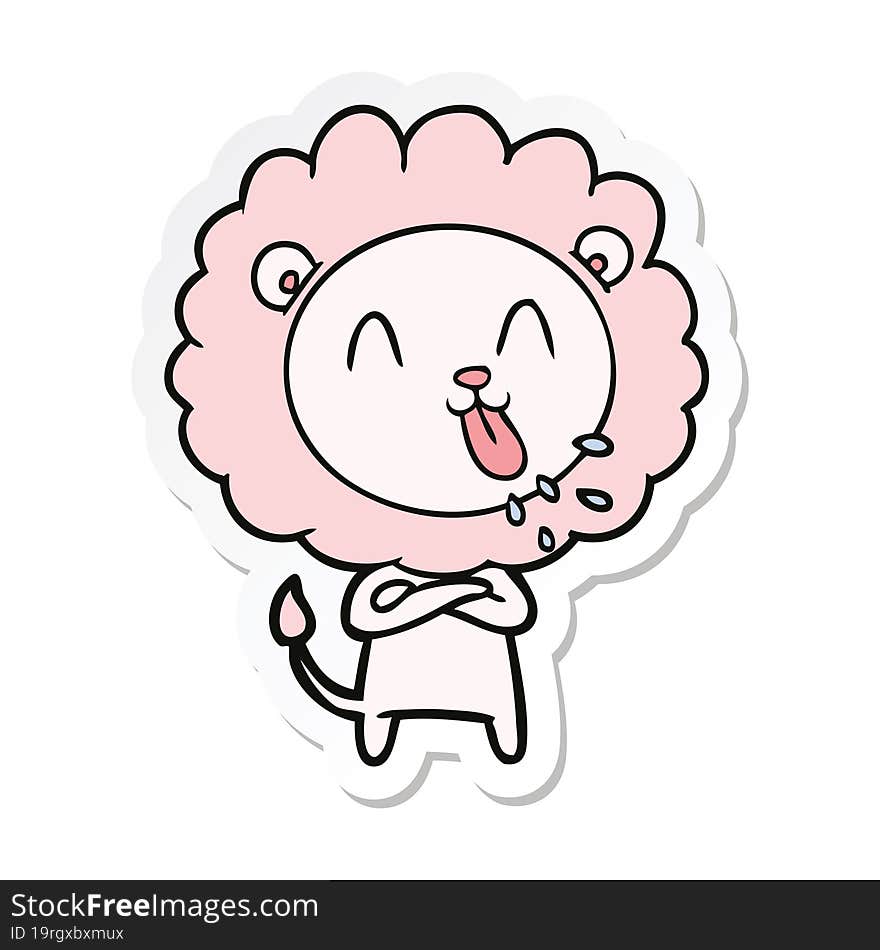 sticker of a happy cartoon lion