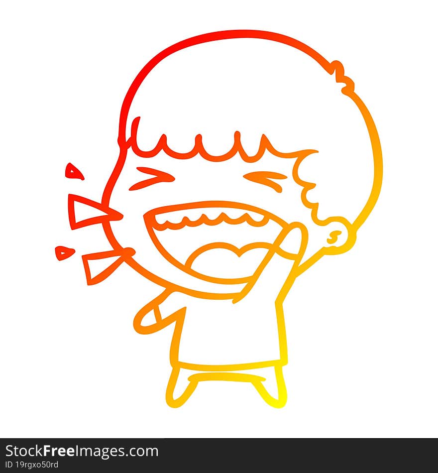 warm gradient line drawing of a cartoon laughing man