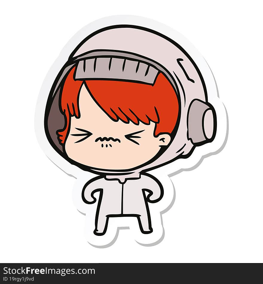 sticker of a angry cartoon space girl