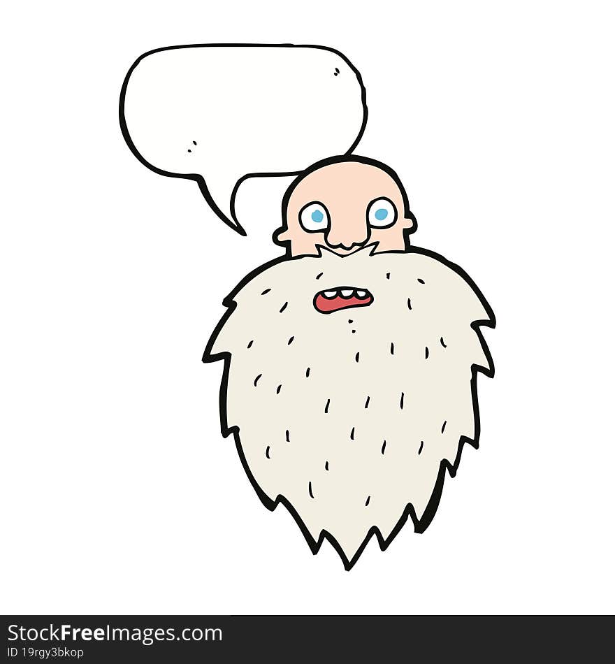 cartoon bearded man with speech bubble