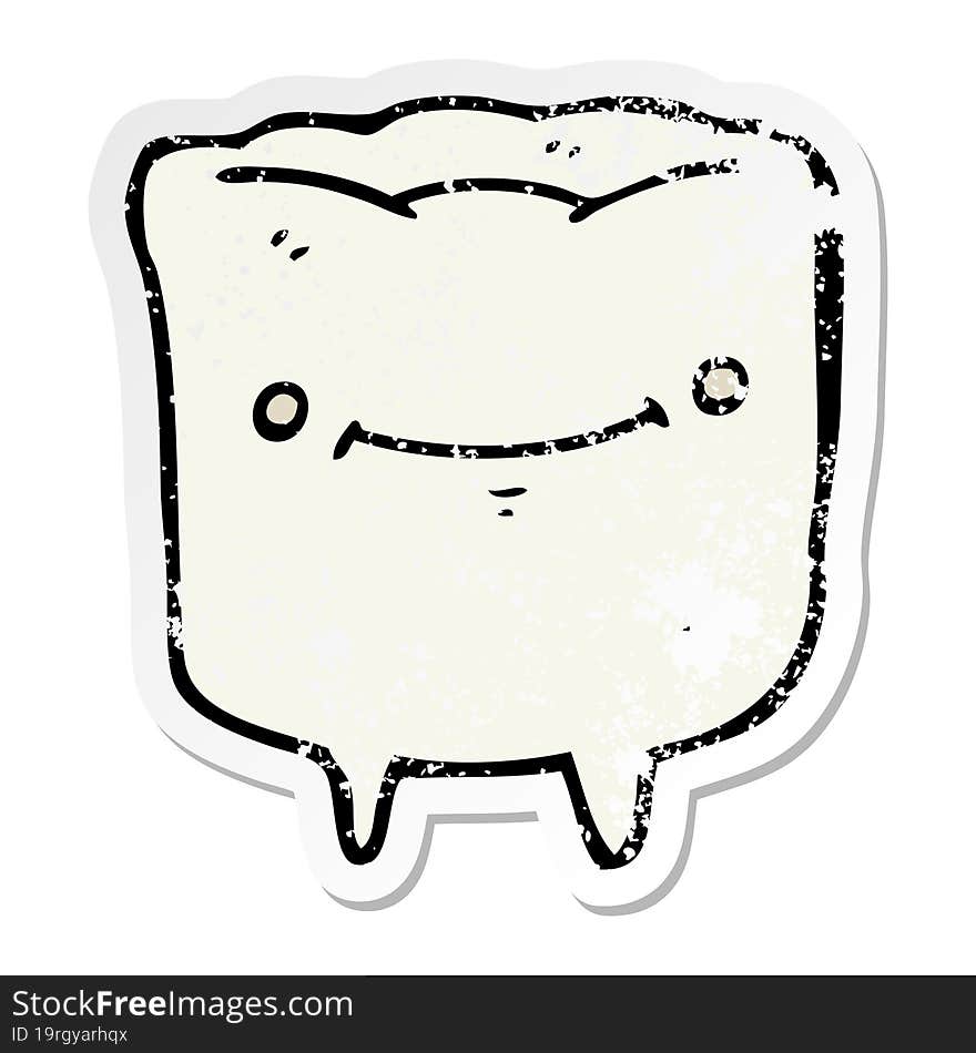 distressed sticker of a cartoon happy tooth