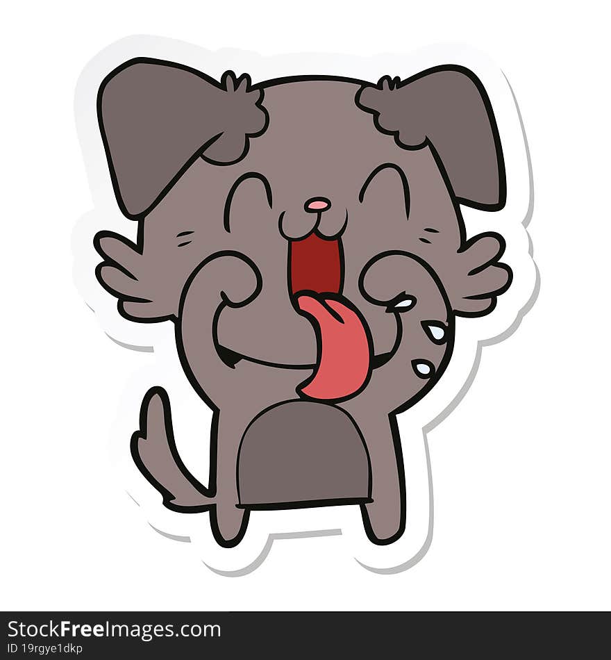 Sticker Of A Cartoon Panting Dog