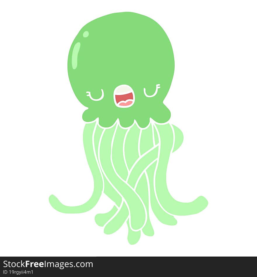 Flat Color Style Cartoon Jellyfish