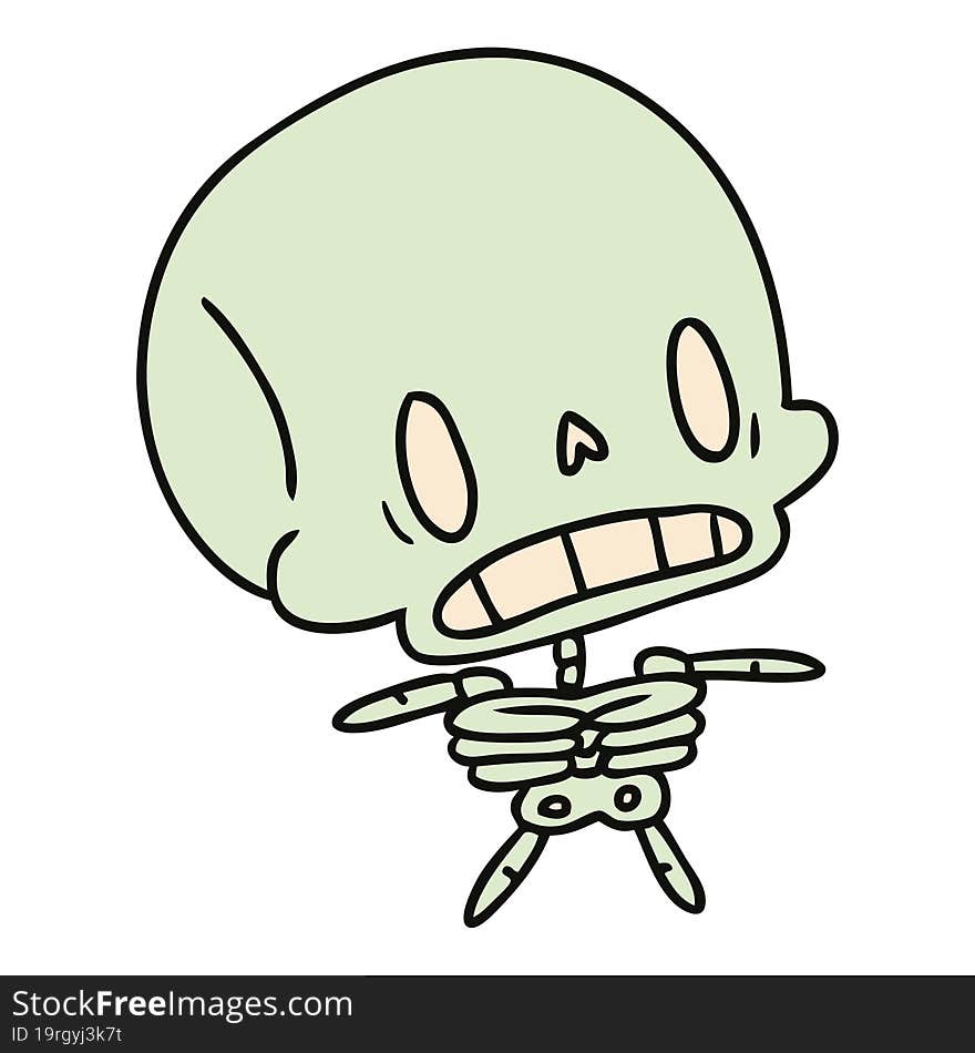 cartoon illustration kawaii cute dead skeleton. cartoon illustration kawaii cute dead skeleton