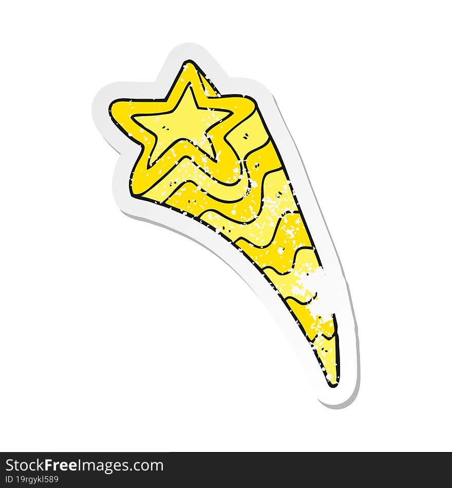 Retro Distressed Sticker Of A Cartoon Shooting Star