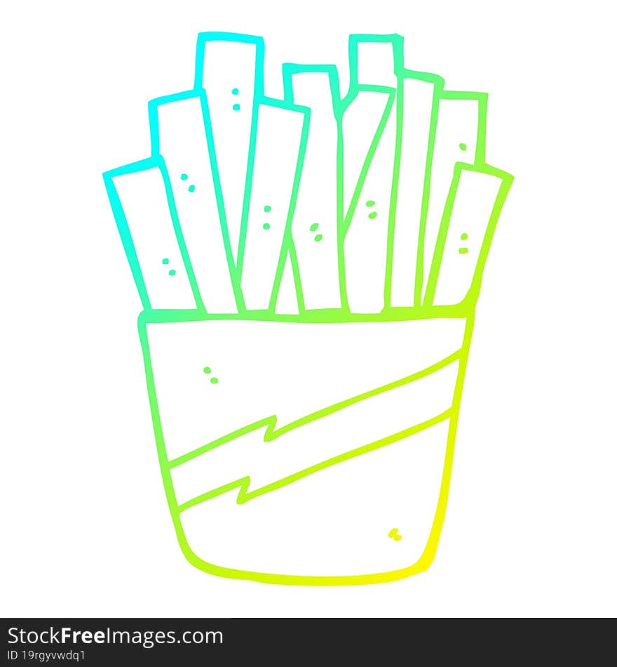 cold gradient line drawing cartoon box of fries