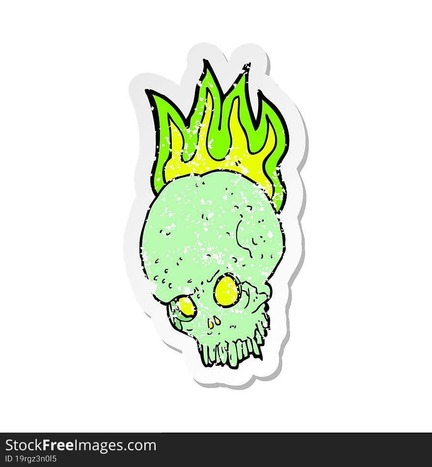 retro distressed sticker of a cartoon spooky skull