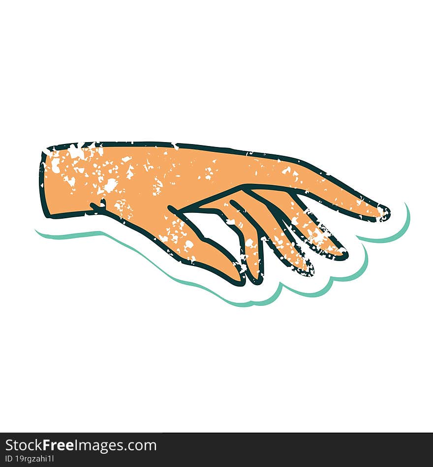 iconic distressed sticker tattoo style image of a hand. iconic distressed sticker tattoo style image of a hand