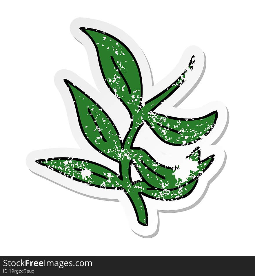 distressed sticker of a quirky hand drawn cartoon vines