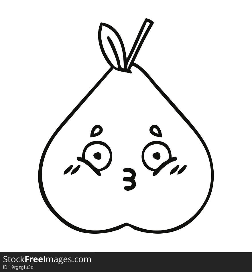 line drawing cartoon green pear