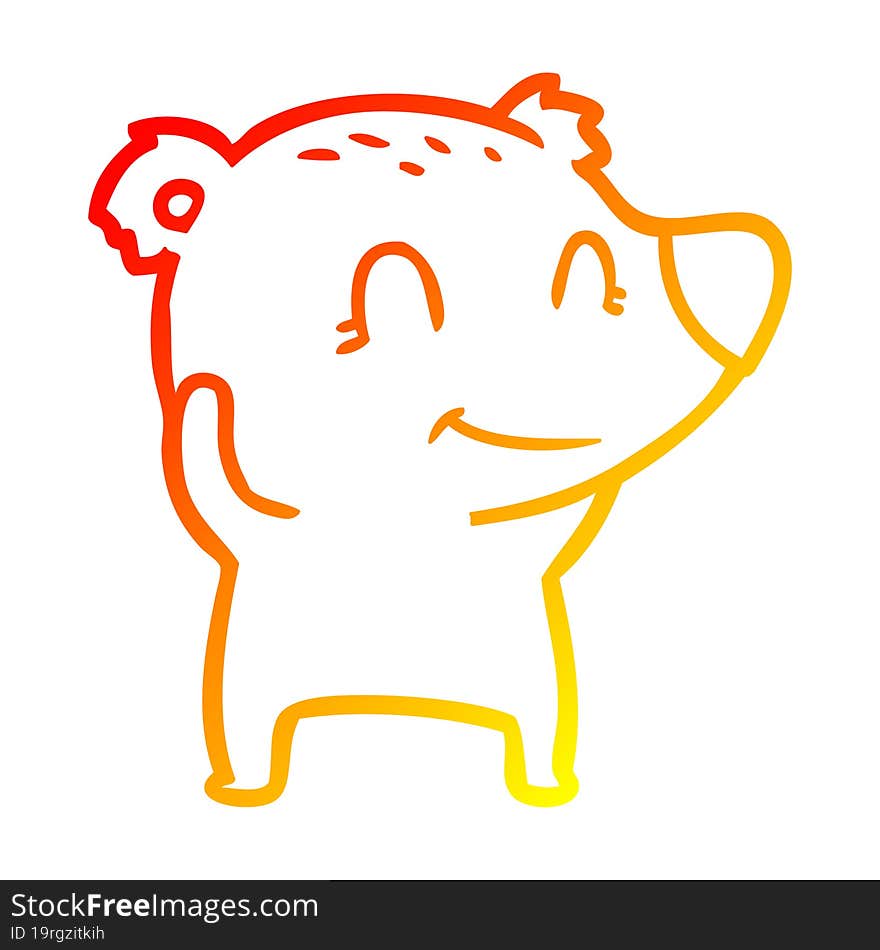 warm gradient line drawing smiling polar bear cartoon